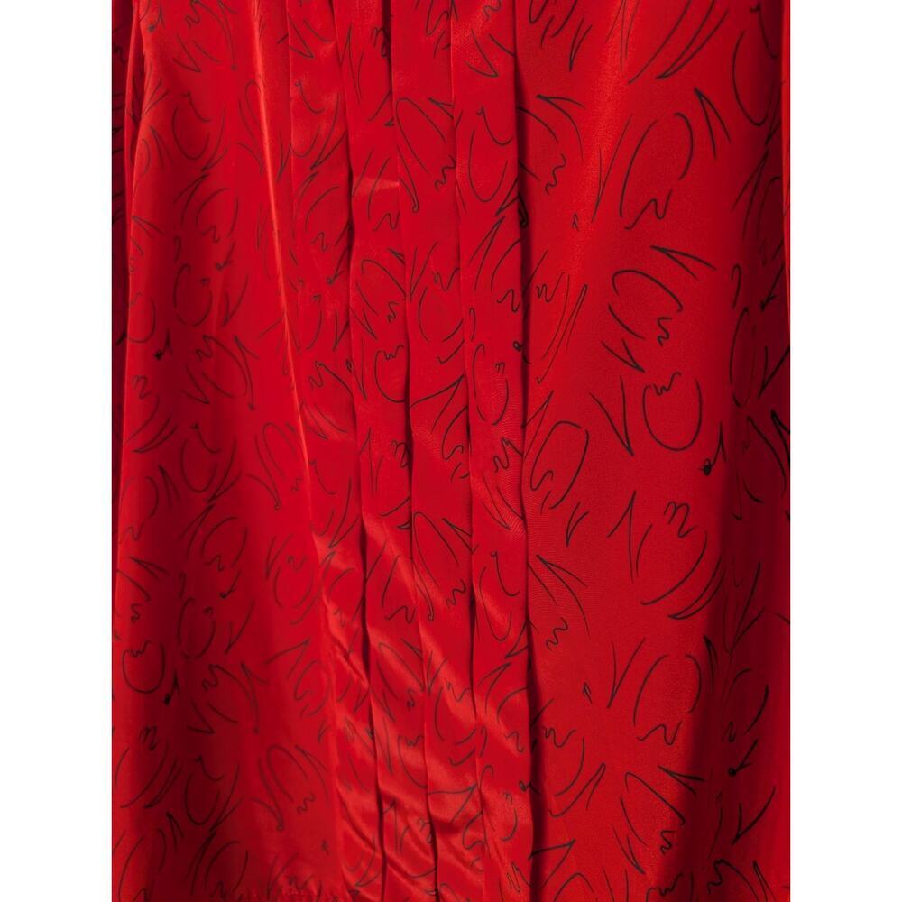 Vintage Andre Chateaux Red Women's Abstract Blouse High Neck Size 14(684)